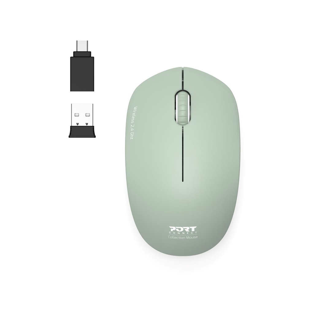 [900543] Port 2.4GHz Collection II Vert Olive Wireless Mouse