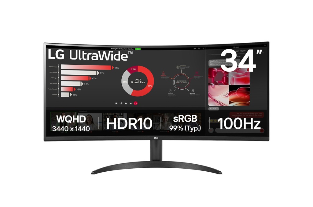 [34WR50QK-B.AFB] LG UltraWide 34" VA QHD Curved Monitor