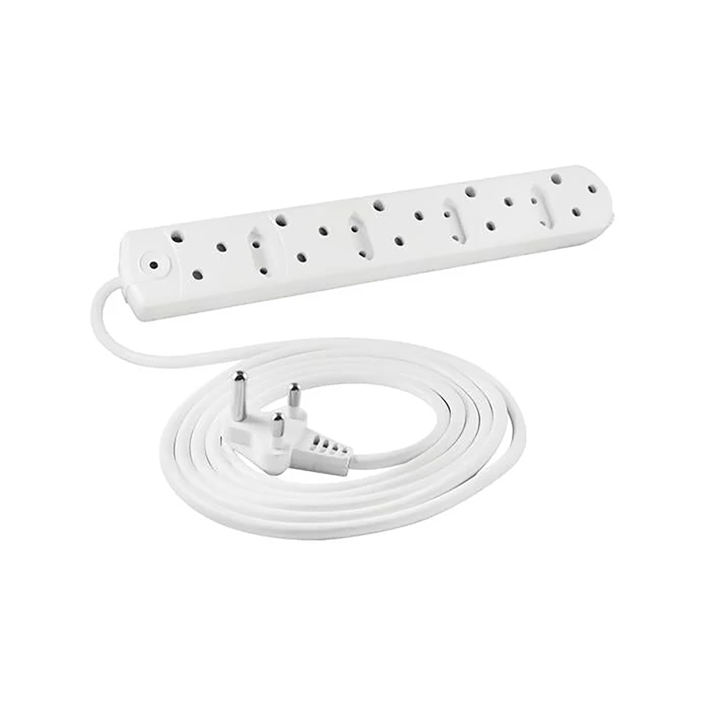 [ZPD-5WPD/3LC] 5 Way Low Cost Power Duct 16A + 3M PVC White Crabtree M/PLUG U/SW + O/L C2035/3P